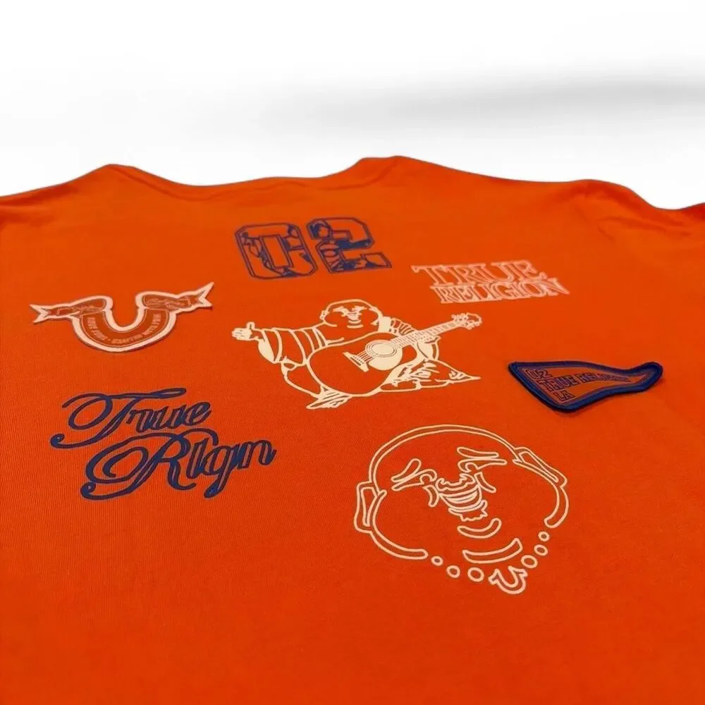 True Religion Men's Orange T-shirt Size M